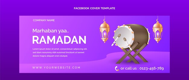 Реалистичный шаблон обложки для социальных сетей рамадан