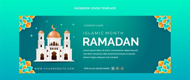 Realistic ramadan social media cover template