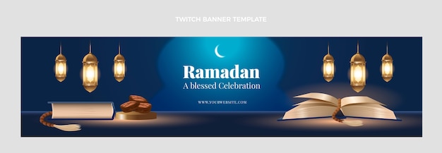 Vettore gratuito banner realistico di contrazione del ramadan