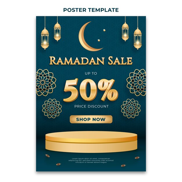 Realistic ramadan vertical poster template