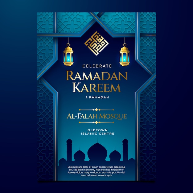 Free vector realistic ramadan vertical poster template