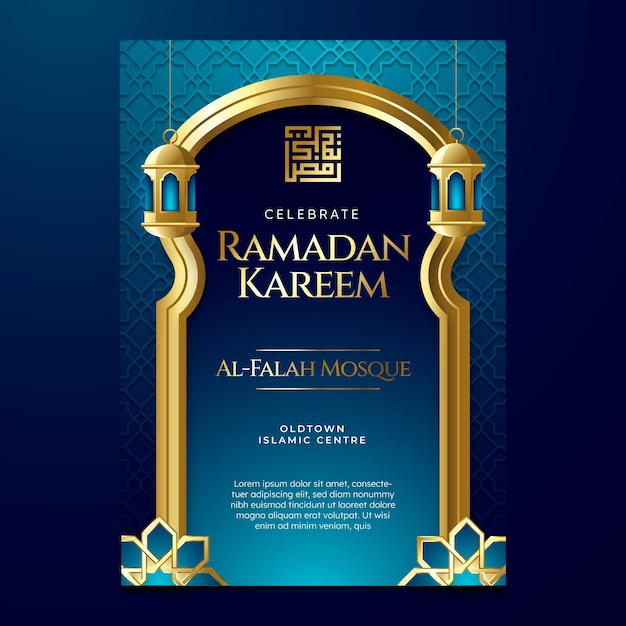 Free vector realistic ramadan vertical poster template