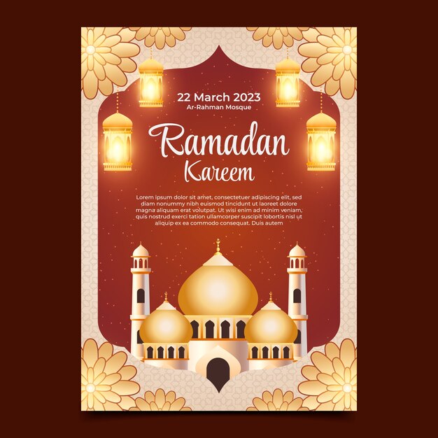 Realistic ramadan vertical poster template