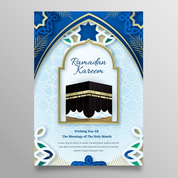 Realistic ramadan vertical poster template