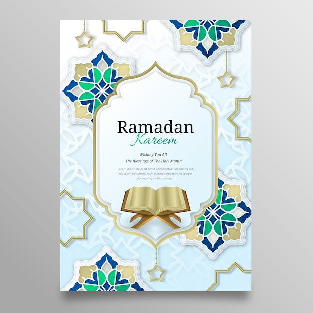 Free vector realistic ramadan vertical poster template