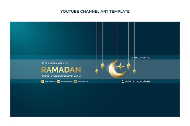 Vettore gratuito arte realistica del canale youtube del ramadan