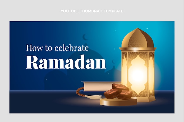 Free vector realistic ramadan youtube thumbnail