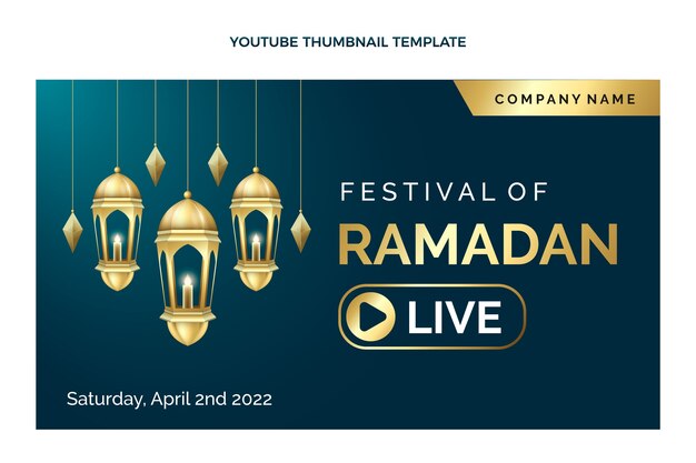 Vettore gratuito miniatura realistica di youtube del ramadan