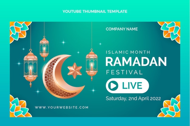 Бесплатное векторное изображение Реалистичная миниатюра youtube для рамадана