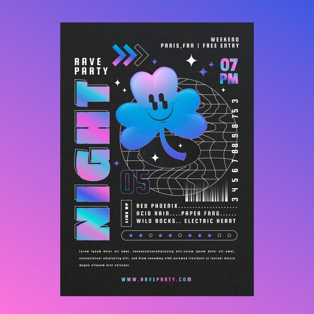 Realistic rave poster design