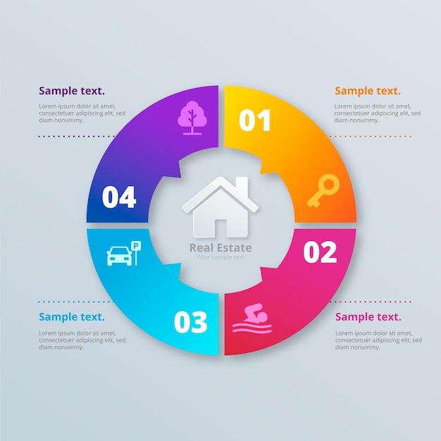 Vettore gratuito modello di infografica immobiliare realistico