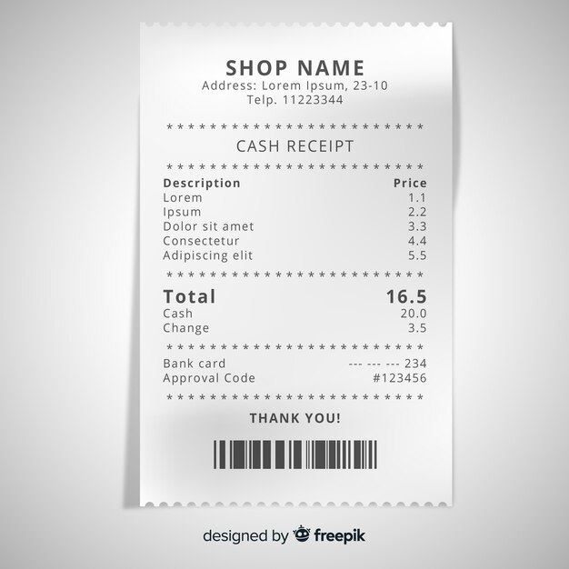 Realistic receipt template