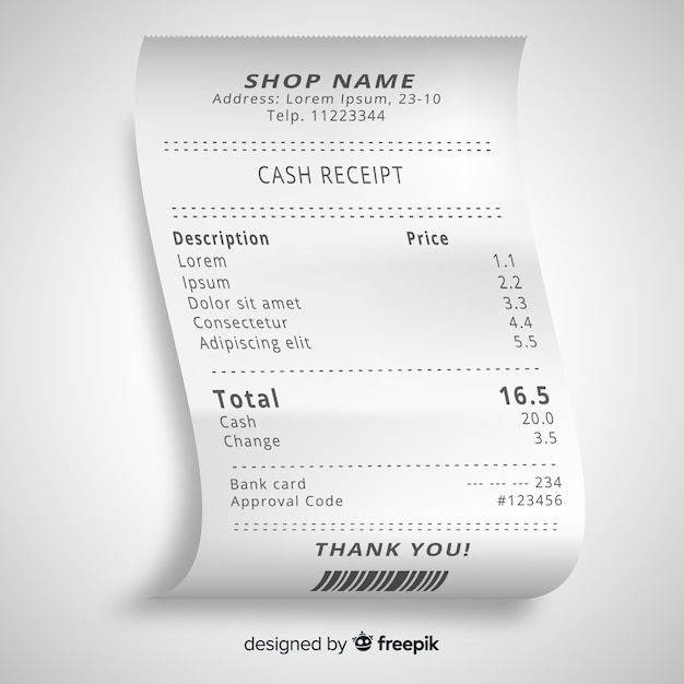 Free vector realistic receipt template