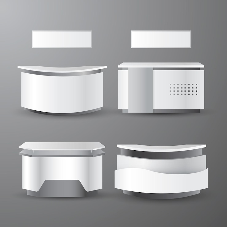 Free Vector realistic reception counter table collection