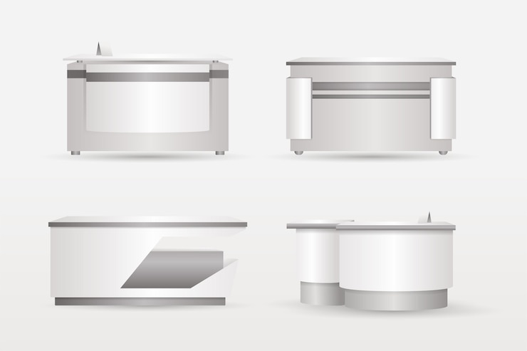 Free Vector realistic reception counter table collection