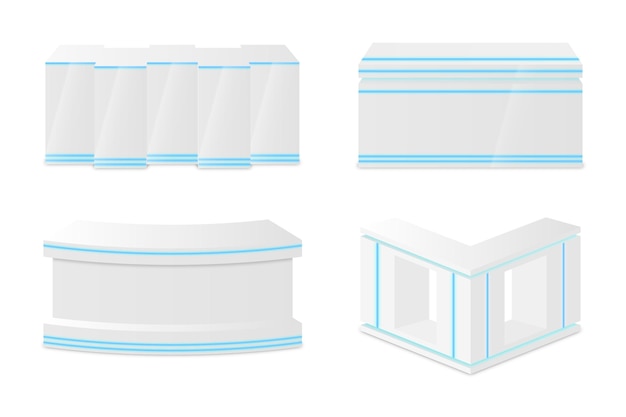 무료 벡터 현실적인 리셉션 카운터 테이블 세트