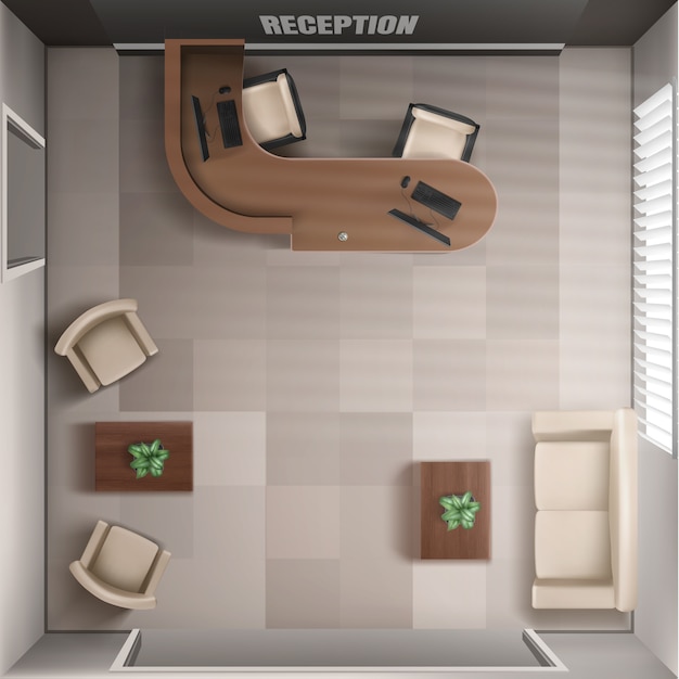 Realistic reception top view collection