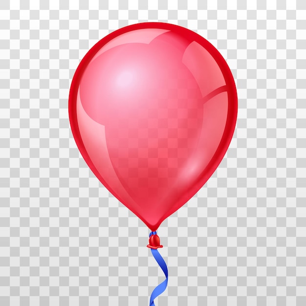 Realistic red balloon on transparent background