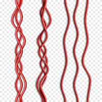 Free vector realistic red cables set on transparent