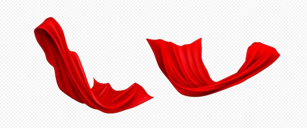 Realistic red cape and cloak floating in air