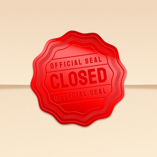 Realistic red closed seal stamp