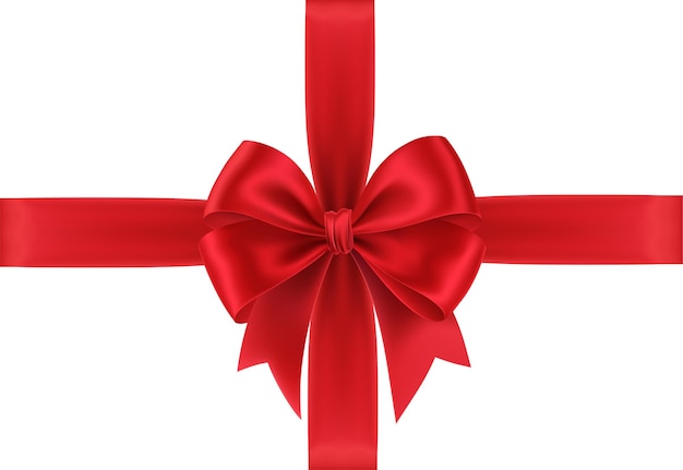 Free vector realistic red gift bow isolated on white background