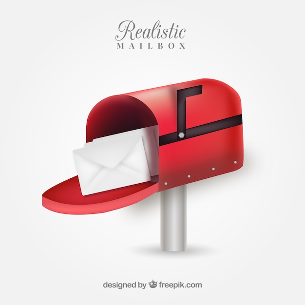 Vettore gratuito realistico cassetta postale rossa