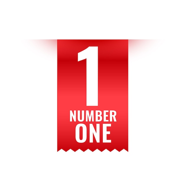 Realistic red ribbon with number one label design vector