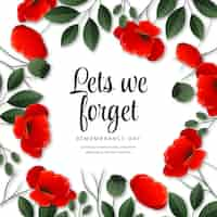 Free vector realistic remembrance day background