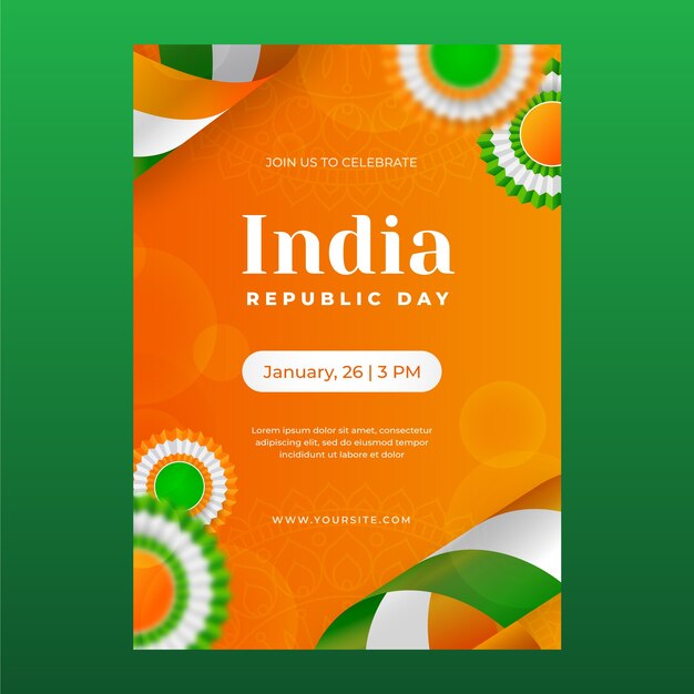 Realistic republic day celebration vertical poster template