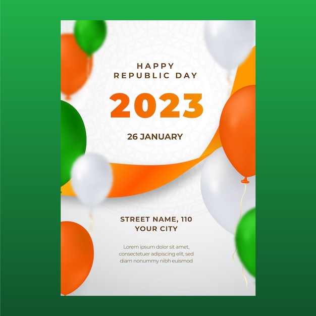 Free vector realistic republic day celebration vertical poster template