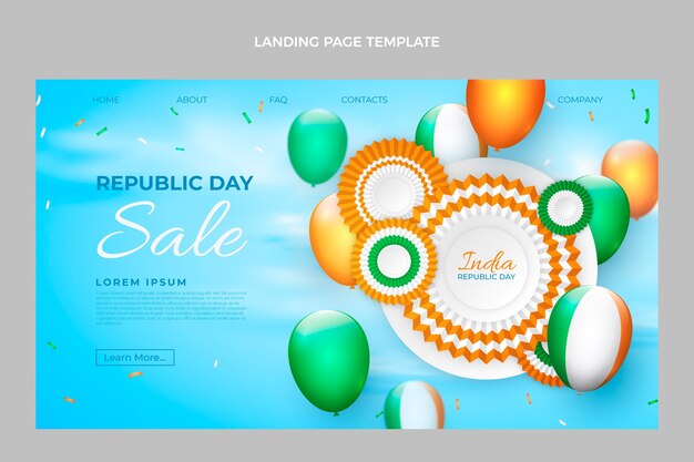 realistic republic day landing page template