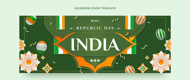 Free vector realistic republic day social media cover template