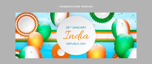 realistic republic day social media cover template