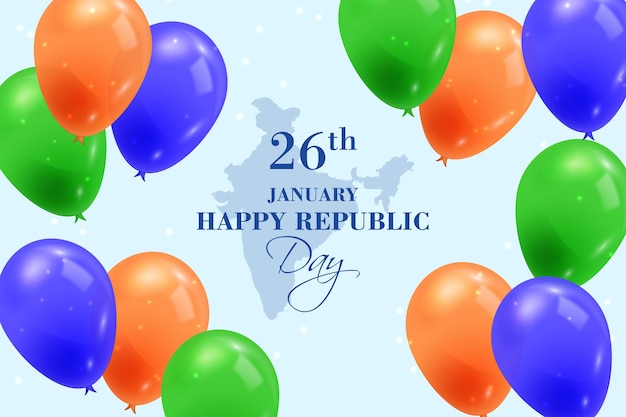 Free vector realistic republic day with balloons