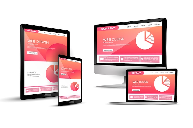 Free Vector realistic responsive website design collection