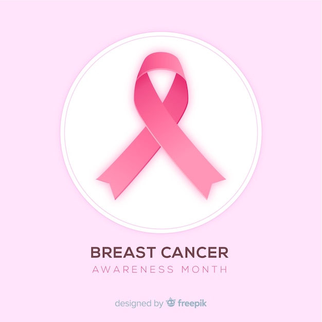 Free vector realistic ribbon for breast cancer awareness