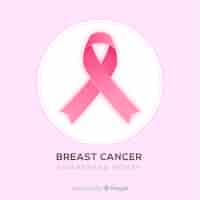 Free vector realistic ribbon for breast cancer awareness