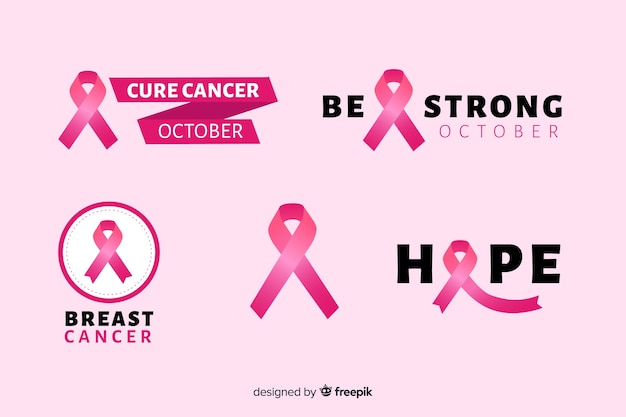 Free vector realistic ribbon breast cancer awareness