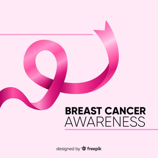 Free vector realistic ribbon breast cancer awareness