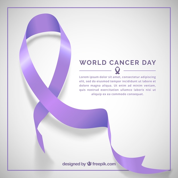 Realistic ribbon design for world cancer day