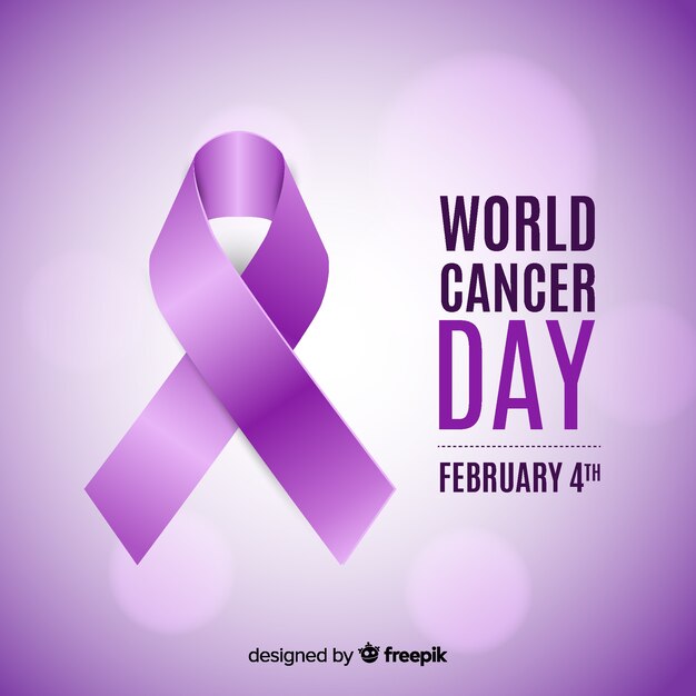 Realistic ribbon world cancer day background