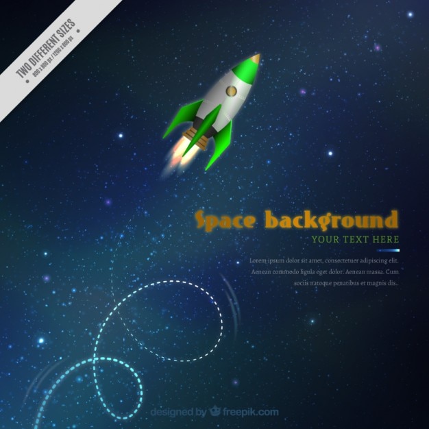 Free vector realistic rocket in the space background