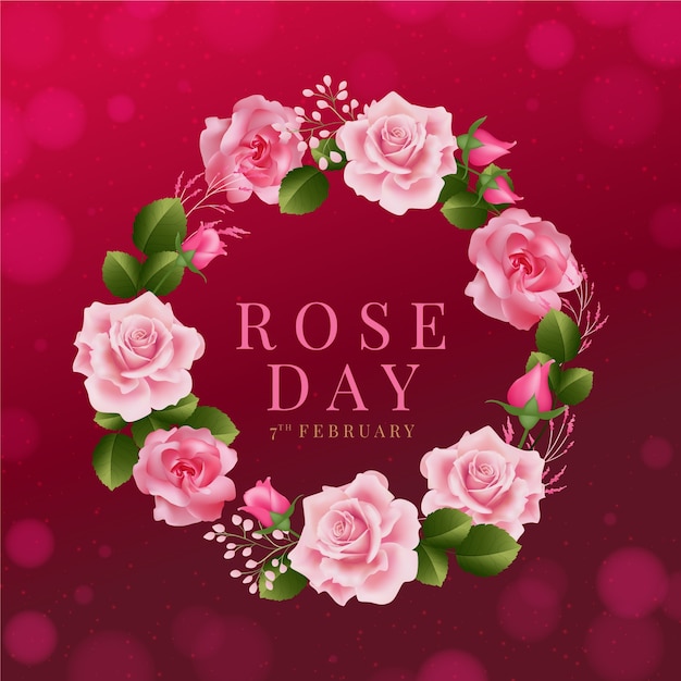 Realistic rose day illustration