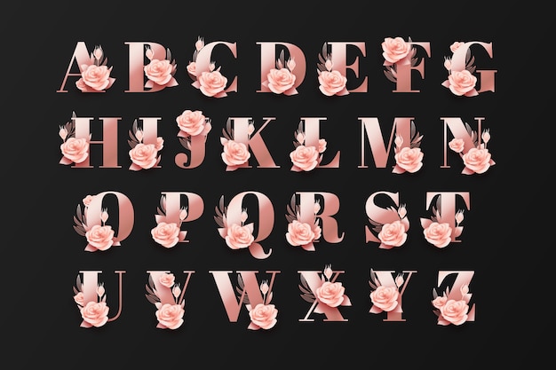 realistic rose gold alphabet