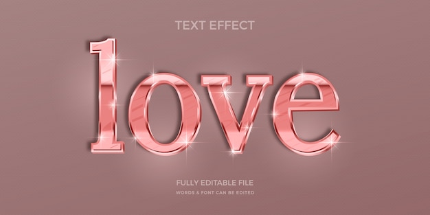 Design realistico con effetto testo in oro rosa