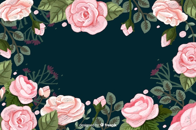 Realistic roses floral embroidery background
