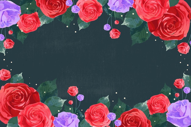 Free vector realistic roses painted on dark background