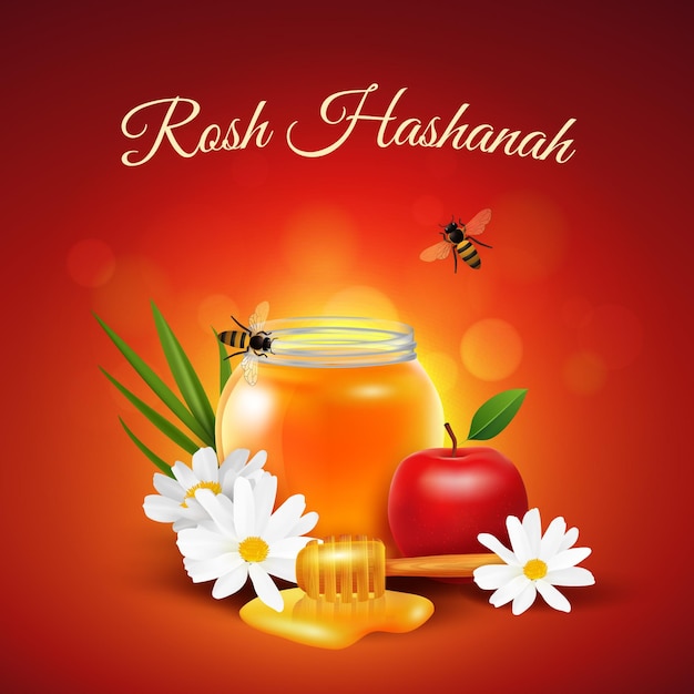 Free vector realistic rosh hashanah food