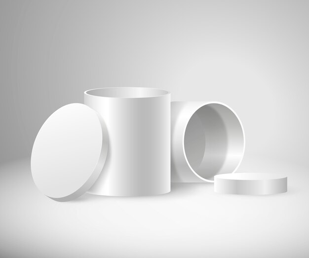 Realistic round box mockup illustration